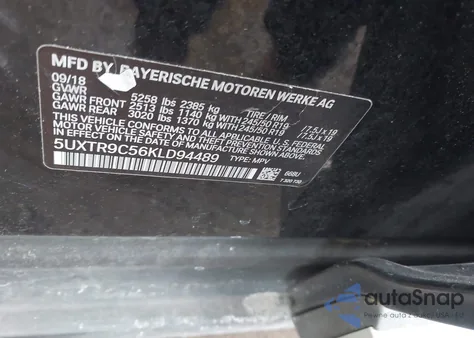 2019 BMW X3 xDrive30I from USA, damaged, VIN 5UXTR9C56KLD94489